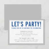 PARTY CELEBRATION INFO Moderner Junge grau Einladung (Vorne/Hinten)