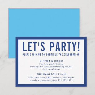 PARTY CELEBRATION INFO Modernes, feines Blau Einladung