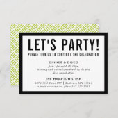PARTY CELEBRATION INFO Modernes Schwarz Limon Einladung (Vorne/Hinten)