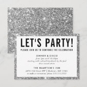 PARTY CELEBRATION INFO niedlicher, moderner Silber Einladung (Vorne/Hinten)