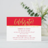 PARTY CELEBRATION KARTE Beilage modernes rotes Gol (Stehend Vorderseite)