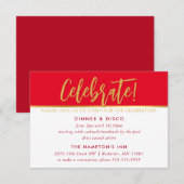 PARTY CELEBRATION KARTE Beilage modernes rotes Gol (Vorne/Hinten)