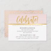 PARTY CELEBRATION KARTE Blassrosa Goldpolka-Punkte (Vorne/Hinten)
