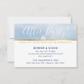 PARTY CELEBRATION KARTE Gold blass blaue Aquarellf (Vorderseite)