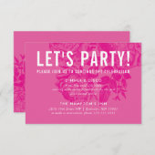 PARTY CELEBRATION KARTE Moderne, blumenrosa hübsch (Vorne/Hinten)