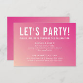 PARTY CELEBRATION KARTE Moderne, hübsche rosa Grad (Vorne/Hinten)