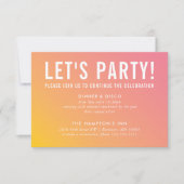 PARTY CELEBRATION KARTE Moderne rosa gelbe Gradien (Vorderseite)