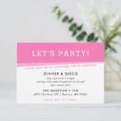 PARTY CELEBRATION Moderne, fette Winkel pink Einladung (Stehend Vorderseite)