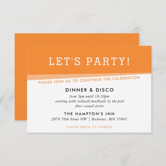 PARTY CELEBRATION schlicht, modern, fett und hell Einladung (Vorne/Hinten)