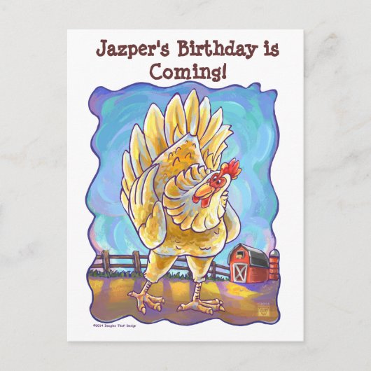 Party-Center für Hühner Ankündigungspostkarte (Vorderseite)
