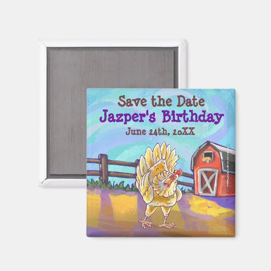 Party-Center für Hühner Magnet (Vorderseite/Rückseite)