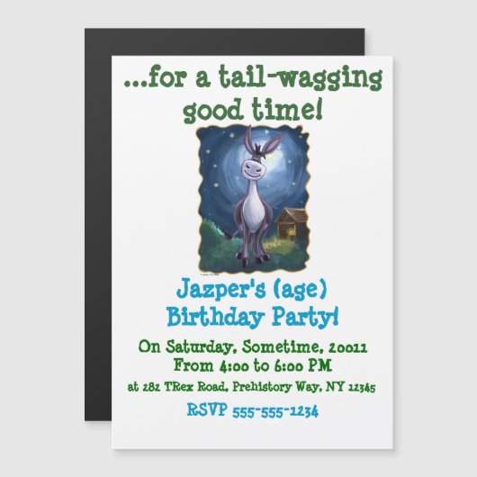 Party-Center von Donkey Magneteinladung (Vorne/Hinten)