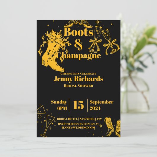 Party Champagne Einladung (Stehend Vorderseite)