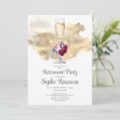 Party Champagne Glitzer Floral Einladung (Stehend Vorderseite)