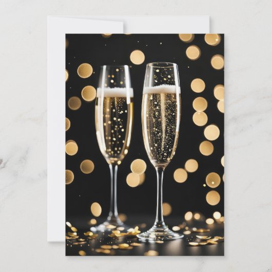 Party Champagner-Brille im Neujahr Einladung (Vorderseite)