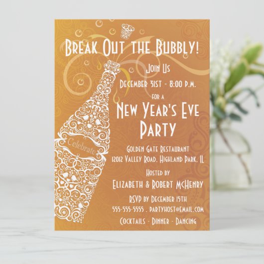 Party Champagner-Feier Einladung (Stehend Vorderseite)