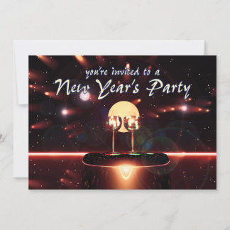 Party Champagner Feuerwerk Einladung