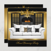 Party Chandelier Gold Black Einladung (Vorne/Hinten)