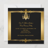 Party Chandelier Gold Black Einladung (Rückseite)