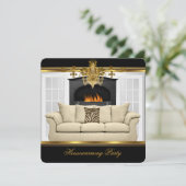 Party Chandelier Rich Gold Black Einladung (Stehend Vorderseite)