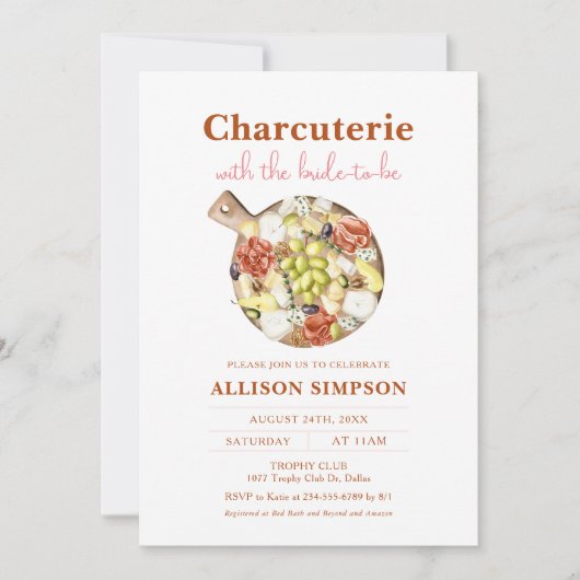 Party Charcuterie Brautparty Einladung (Vorderseite)