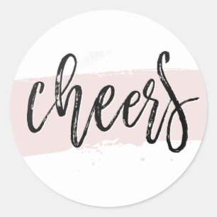 PARTY CHEERS handgeschriebene Skriptart schwarz pi Runder Aufkleber