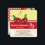 Party Cherries Kids Twins Joint Birthday Foto Einladung<br><div class="desc">Eine originelle und einfache Cartoon-Illustration von zwei stilvollen Cartoon niedlichen und fröhlichen Zwillingskirschen mit Geburtstagspartien. Dieses geschlechtsneutrale und lustige sommerliche Themendesign ist für Kinder und Kinder geeignet. Der Hintergrund kann in eine beliebige Farbe geändert werden. Entworfen / Original-Kunstwerk von fat*fa*tin. Einfach mit eigener Textnachricht, Name, Foto oder Bild personalisieren. Weitere...</div>