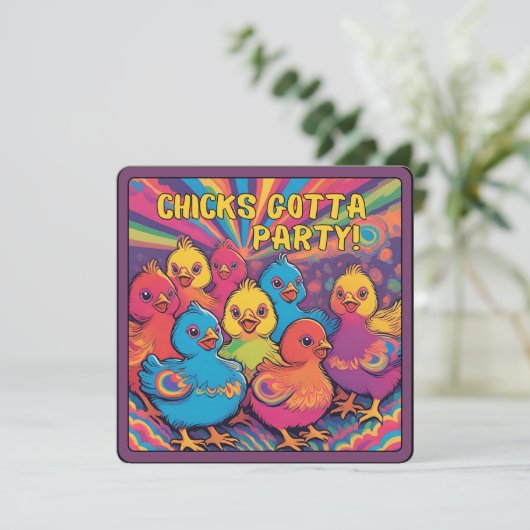 Party Chicks Einladung (Stehend Vorderseite)