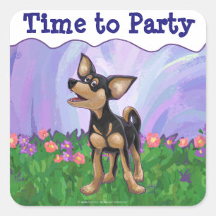 Party Chihuahua Quadratischer Aufkleber