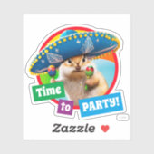 Party Chipmunk in Sombrero Aufkleber (Blatt)