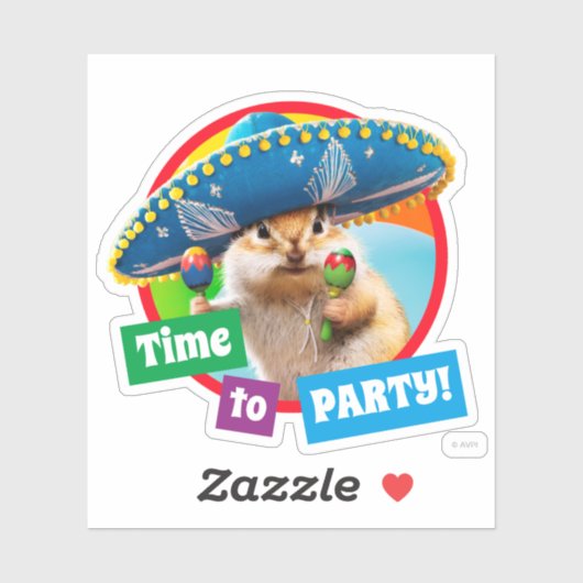 Party Chipmunk in Sombrero Aufkleber (Blatt)