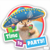 Party Chipmunk in Sombrero Aufkleber (Vorderseite)