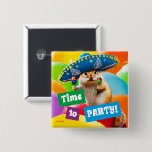 Party Chipmunk in Sombrero Button (Vorne & Hinten)