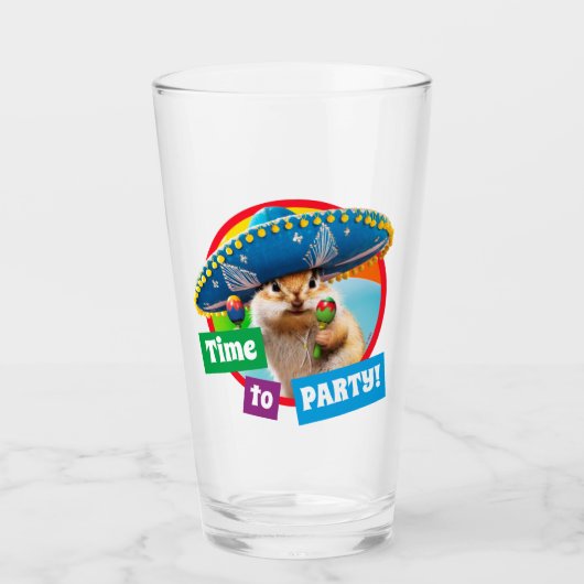 Party Chipmunk in Sombrero Glas (Vorderseite)