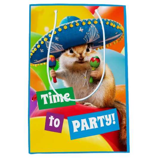 Party Chipmunk in Sombrero Mittlere Geschenktüte (Vorderseite)