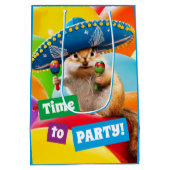 Party Chipmunk in Sombrero Mittlere Geschenktüte (Rückseite)