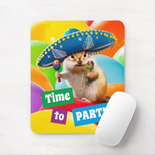 Party Chipmunk in Sombrero Mousepad (Mit Mouse)