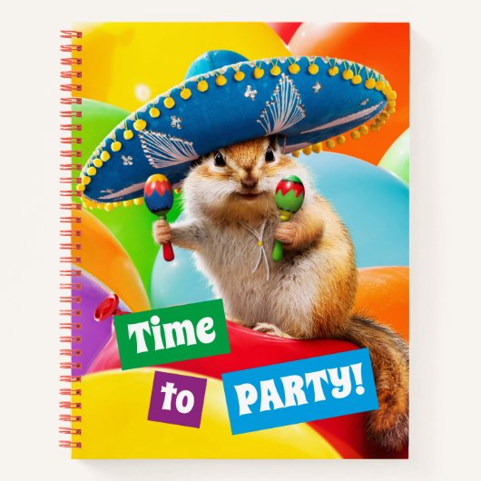 Party Chipmunk in Sombrero Notizblock (Vorderseite)