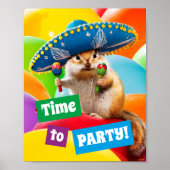Party Chipmunk in Sombrero Poster (Vorne)