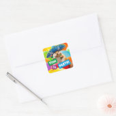 Party Chipmunk in Sombrero Quadratischer Aufkleber (Umschlag)