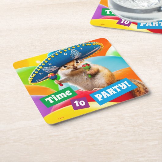 Party Chipmunk in Sombrero Rechteckiger Pappuntersetzer (angewinkelt)