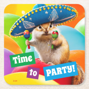 Party Chipmunk in Sombrero Rechteckiger Pappuntersetzer