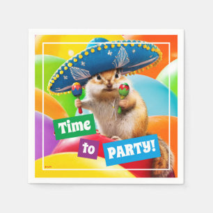Party Chipmunk in Sombrero Serviette