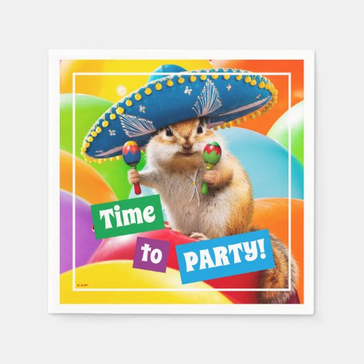 Party Chipmunk in Sombrero Serviette (Vorderseite)