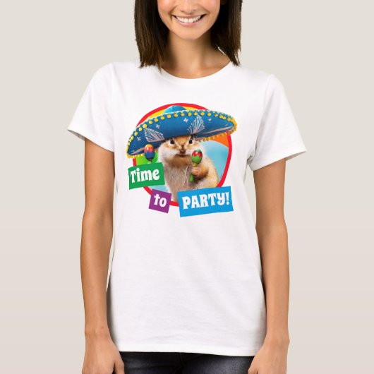 Party Chipmunk in Sombrero T-Shirt (Vorderseite)