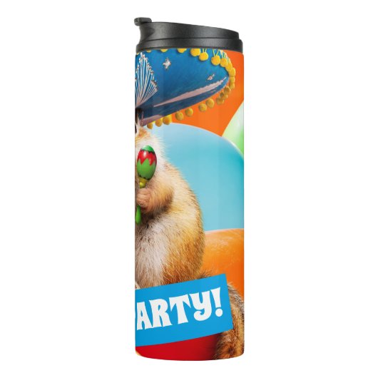 Party Chipmunk in Sombrero Thermosbecher (Nach rechts gedreht)