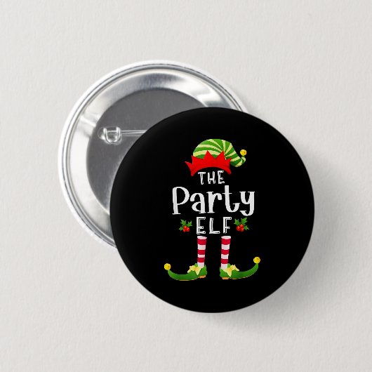 Party Christmas Elf Matching Pajama X-mas Party Button (Vorne & Hinten)
