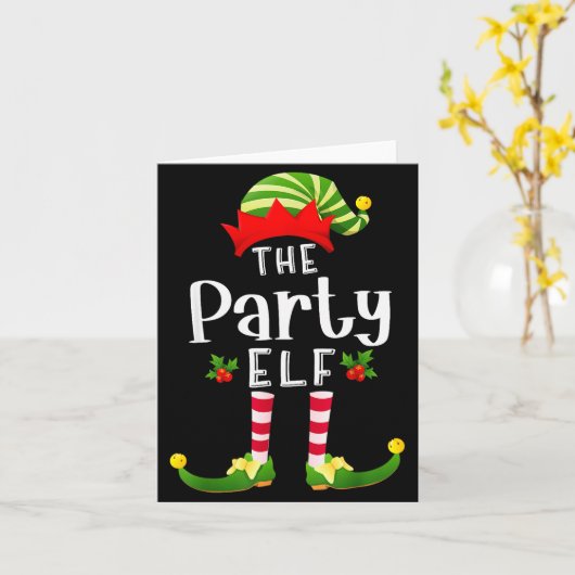 Party Christmas Elf Matching Pajama X-mas Party Karte (Gelbe Blume)