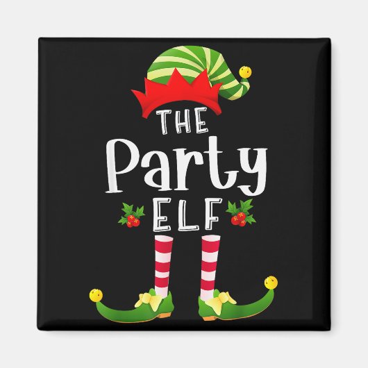 Party Christmas Elf Matching Pajama X-mas Party Magnet (Vorne)