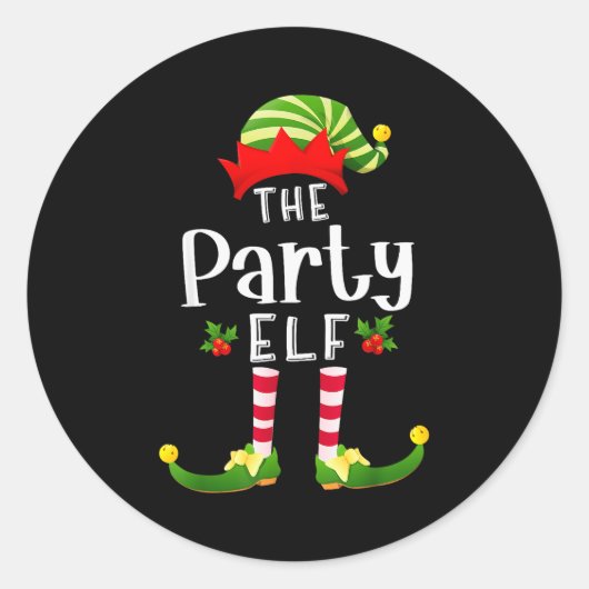 Party Christmas Elf Matching Pajama X-mas Party Runder Aufkleber (Vorderseite)